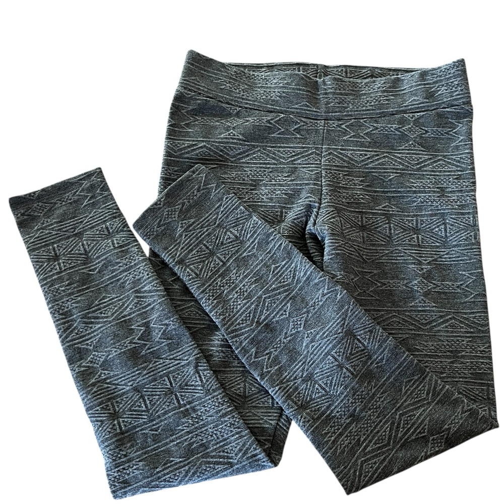 American Eagle Hi Rise Gray Aztec Tribal Boho Textured Print Leggings Size S